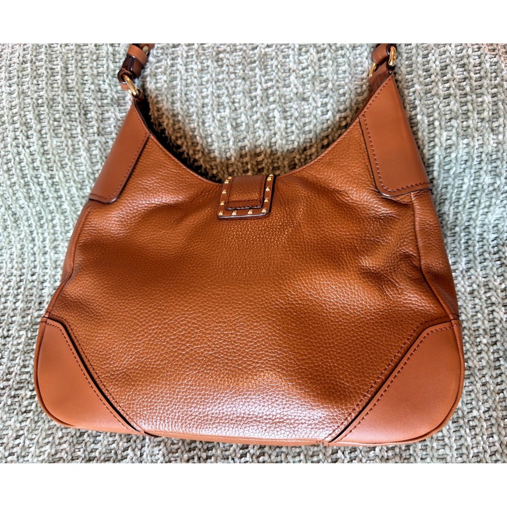 Michael Kors Lillian Leather Shoulder Bag Brown Pebbled Studded Buckle - Picture 2 of 13